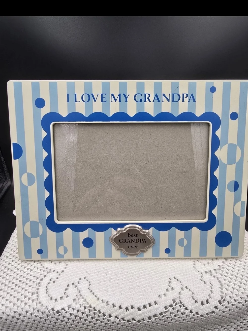 I Love My Grandpa Blue Striped Picture Frame